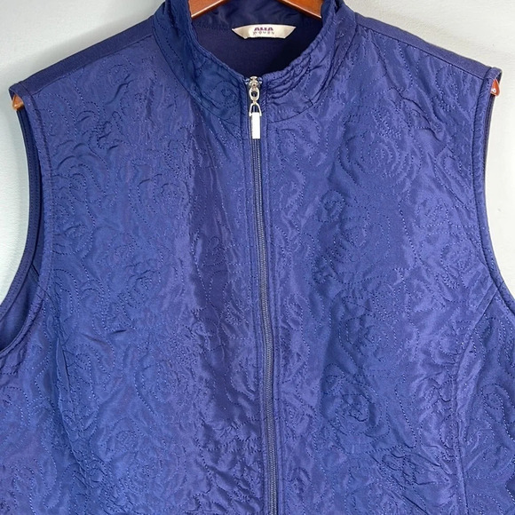 ALIA Quilted Lightweight Vest Blue Pockets Zipper Transitional Size 24W - Picture 3 of 9